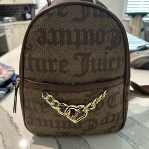 Juicy Couture Brown Backpack with Gold Chain Accent